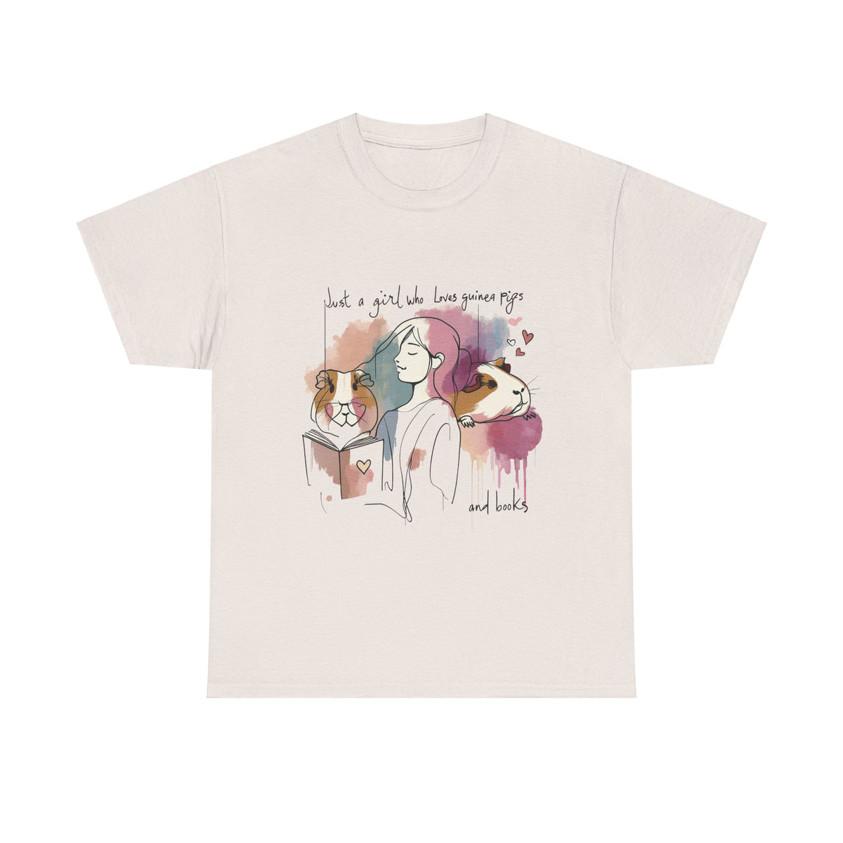Just a Girl Who Loves Guinea Pigs and Books - Unisex Heavy Cotton Tee - Style SP2P