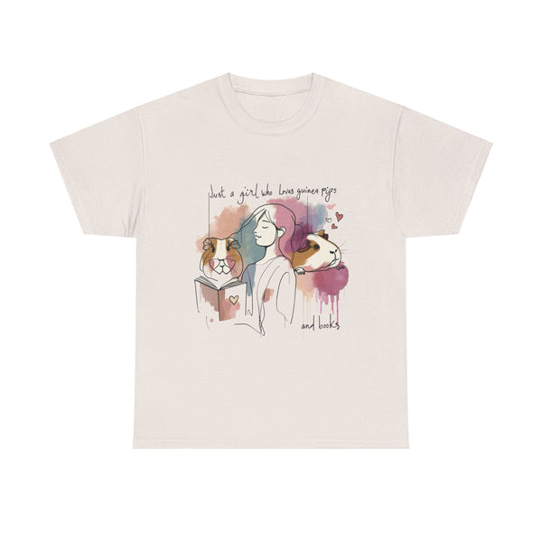 Just a Girl Who Loves Guinea Pigs and Books - Unisex Heavy Cotton Tee - Style SP2P