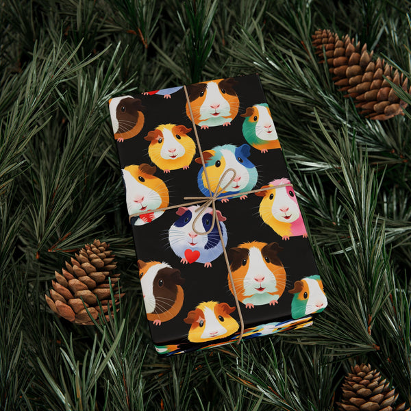 Poppin' Piggy on Black Gift Wrapping Paper