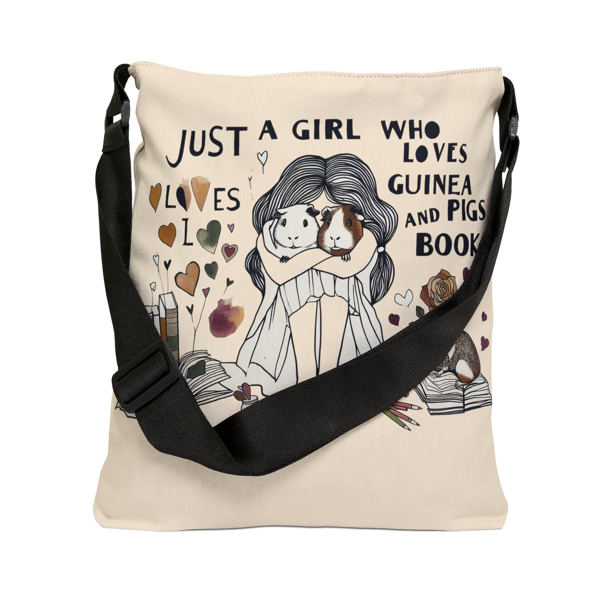 Just a Girl who Loves Guinea Pigs and Books Tote Bag - Style HD2P