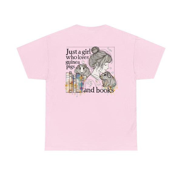 Just a Girl Who Loves Guinea Pigs and Books - Unisex Heavy Cotton Tee - Style BG2P