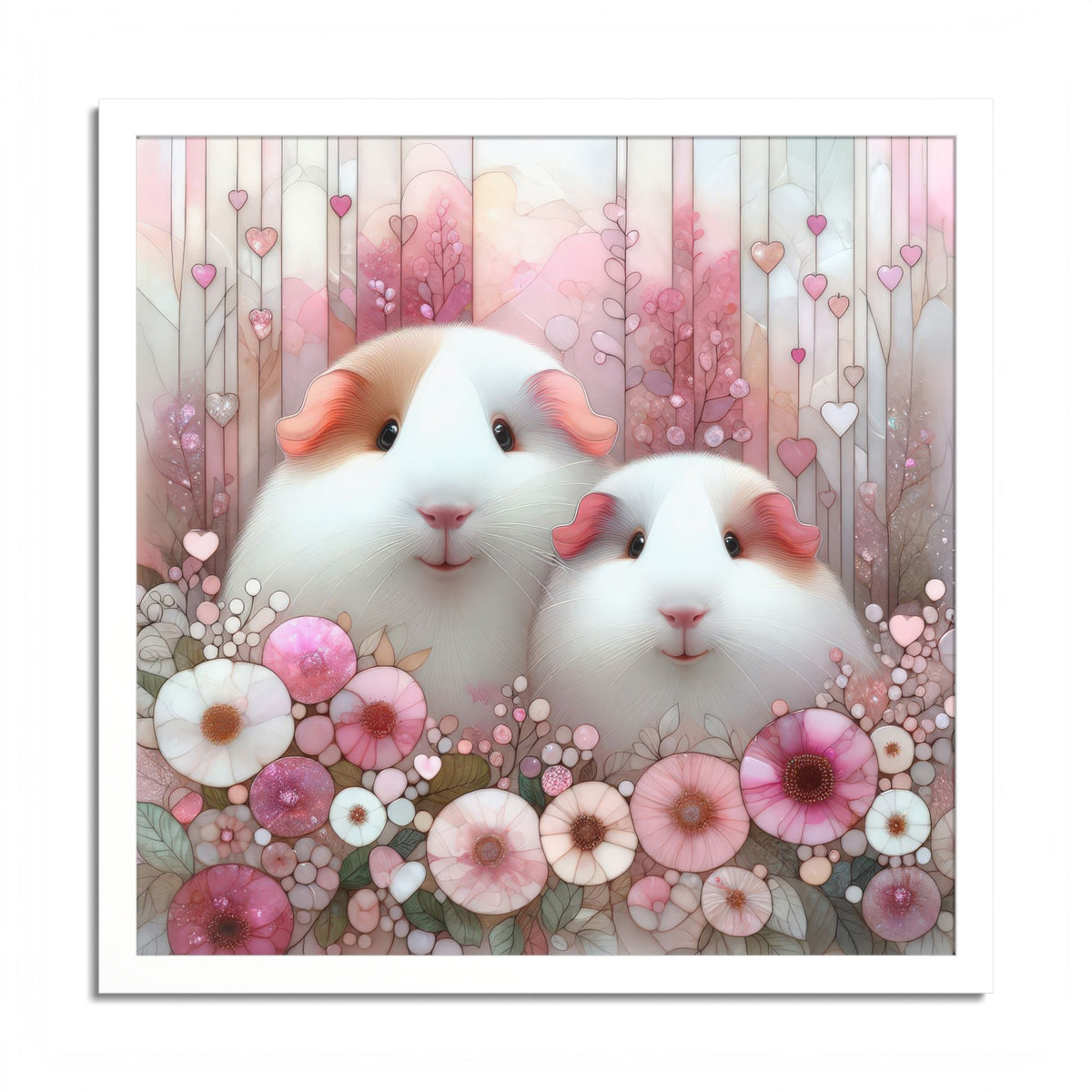 Pink Petal Piggies Framed Guinea Pig Wall Art