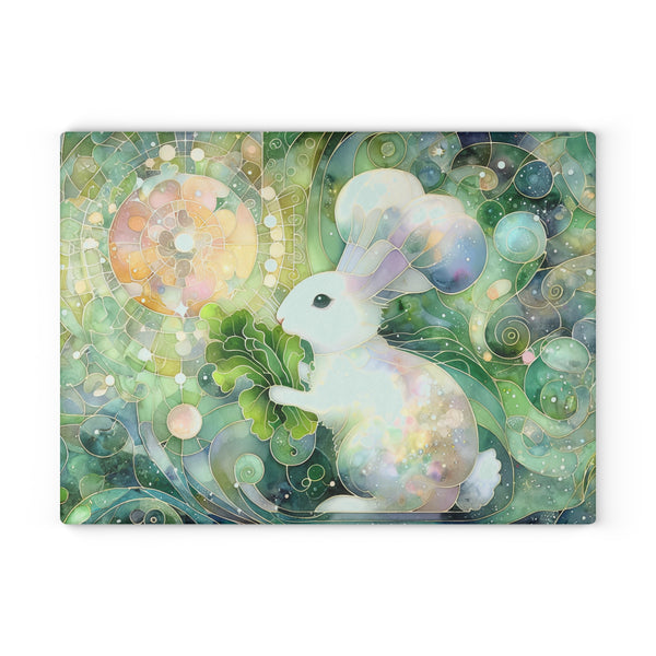Munching Bunny Chef Rabbit Glass Cutting Board