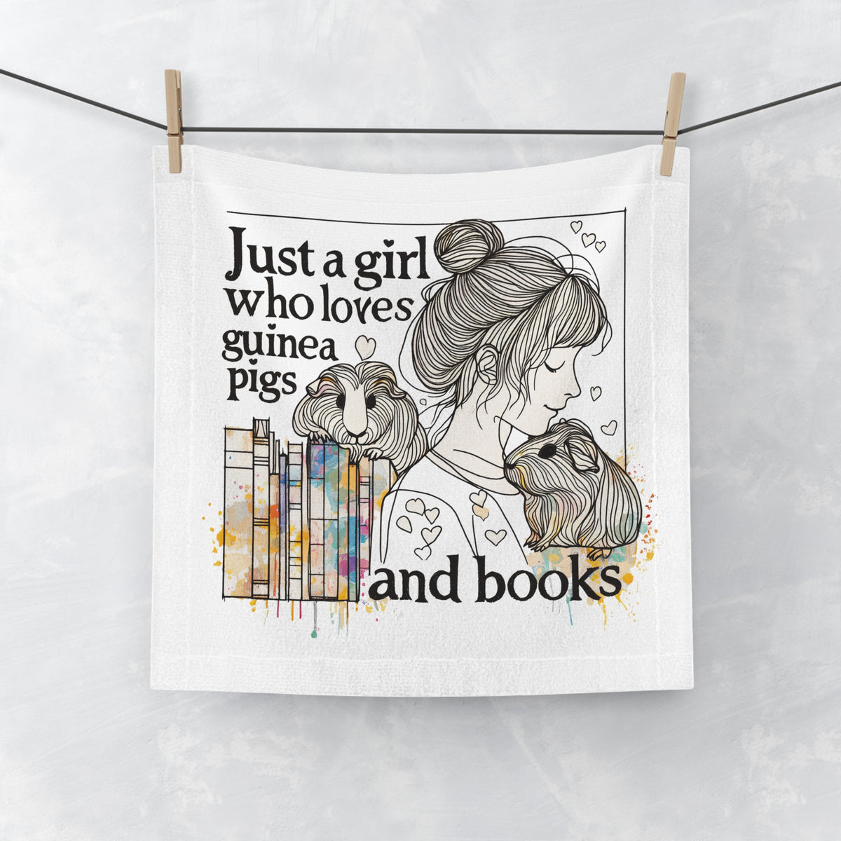 Just a Girl Who Loves Guinea Pigs & Books Face Cloth