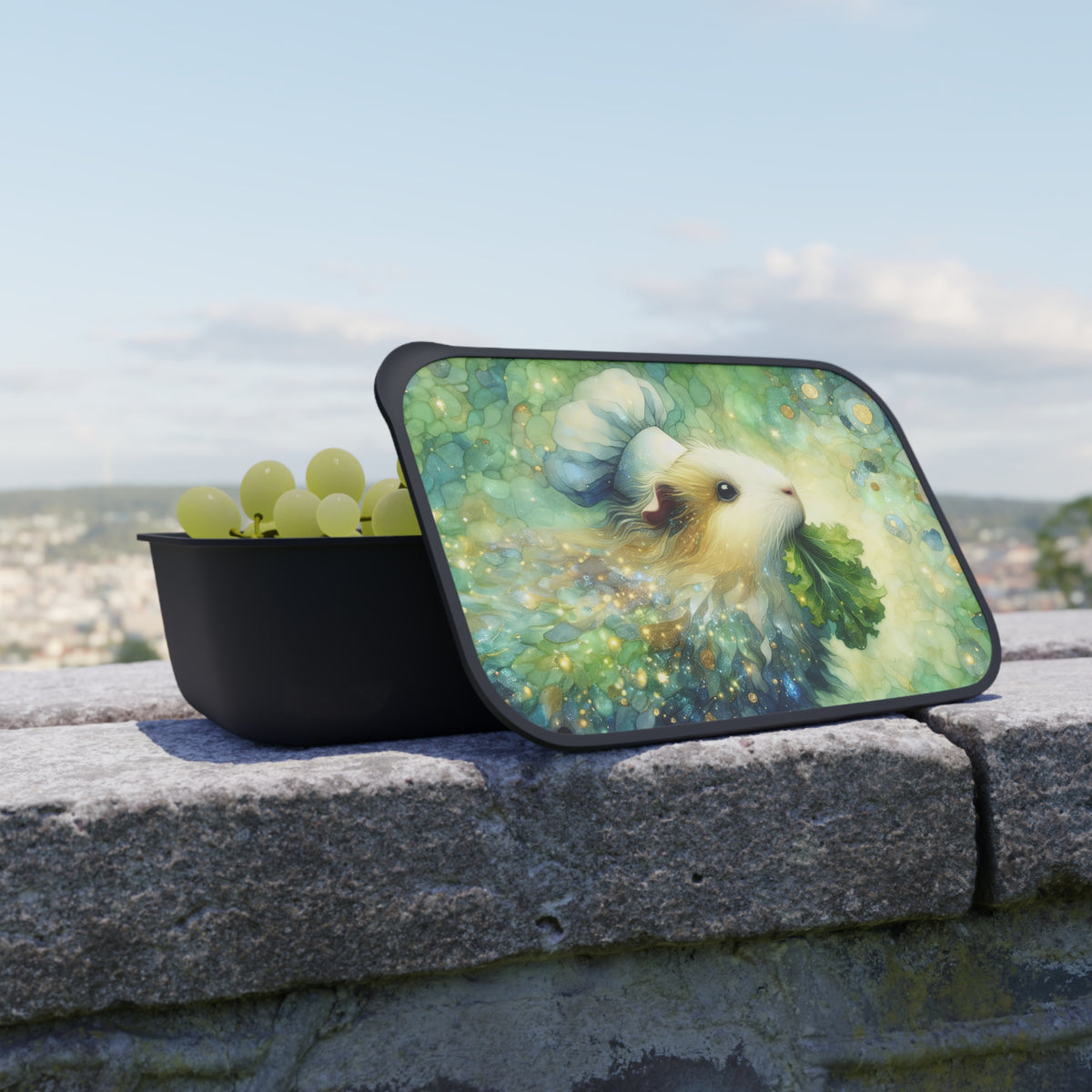 Lettuce Chef Cavy Bento Box with Band and Utensils