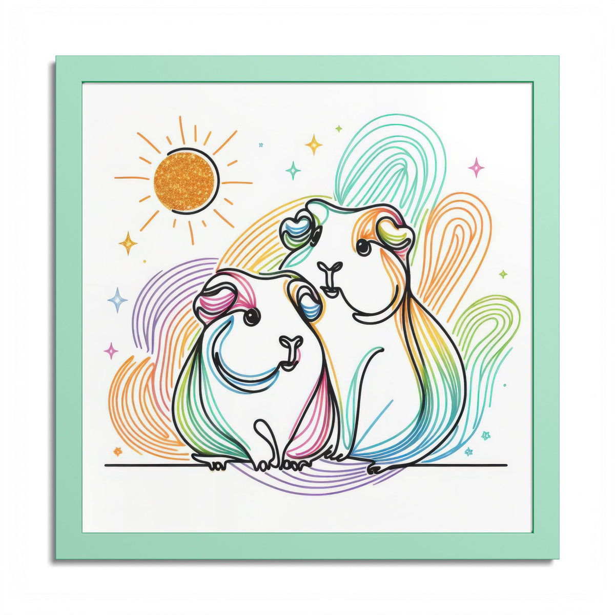 Sunny Piggy Vibes Framed Guinea Pig Wall Art