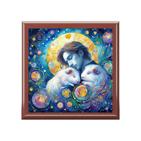 Man with Guinea Pigs Keepsake Box