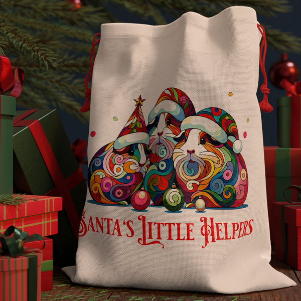 Santa's Little Helpers Guinea Pig Christmas Gift Bag