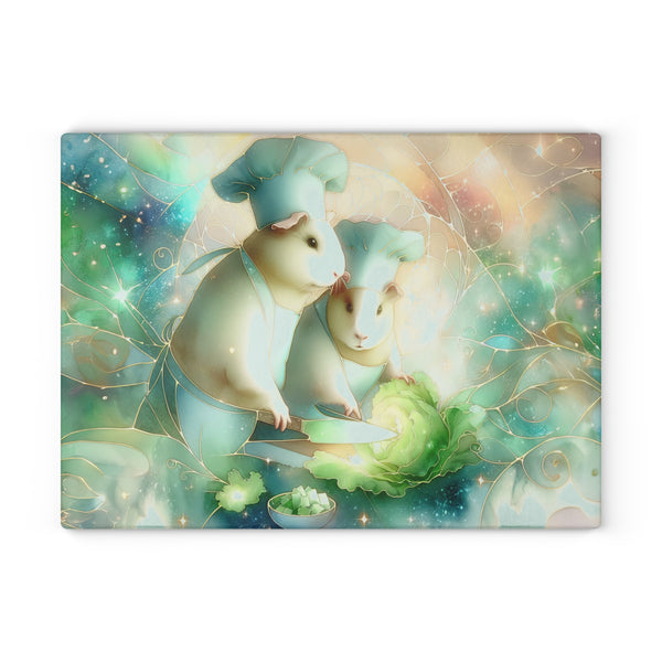 Piggy Chefs Guinea Pig Glass Cutting Board
