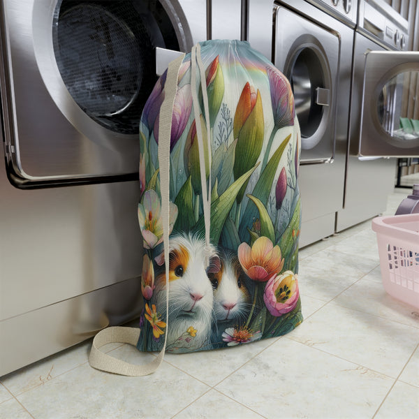 Tulips in the Rain Guinea Pig Laundry Bag