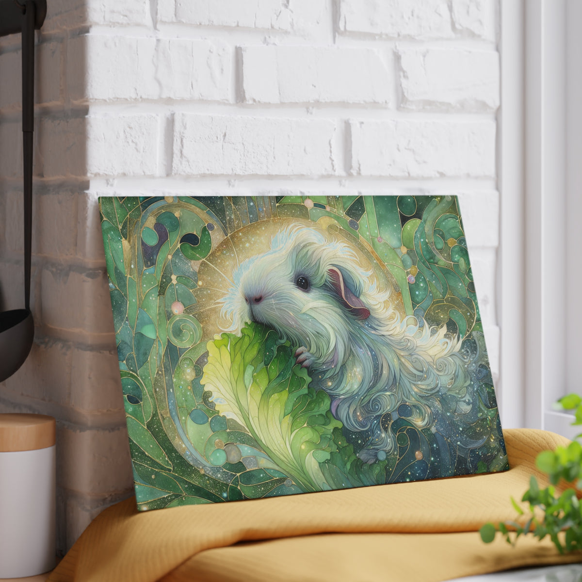 Gimme Greens Guinea Pig Glass Cutting Board
