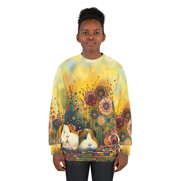 Colorful Guinea Pig Sweatshirt | Cozy AOP Pet Lover Apparel, Gift for Animal Lovers, Cute Casual Wear, Unique Animal Art