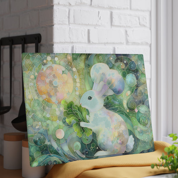 Munching Bunny Chef Rabbit Glass Cutting Board