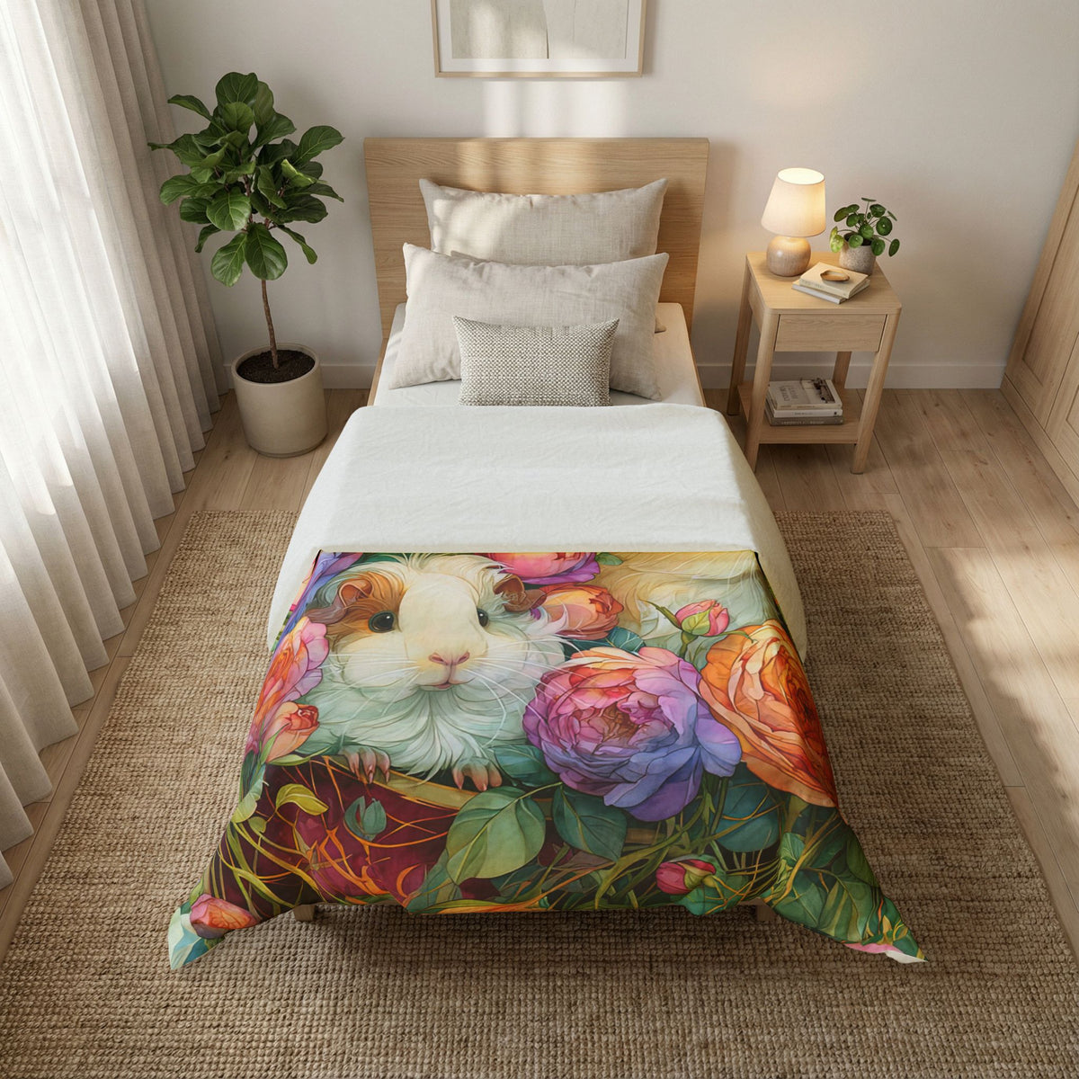 Rich Floral Guinea Pig Duvet Cover