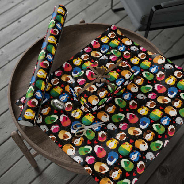 Twirly Piggies on Black Gift Wrapping Paper