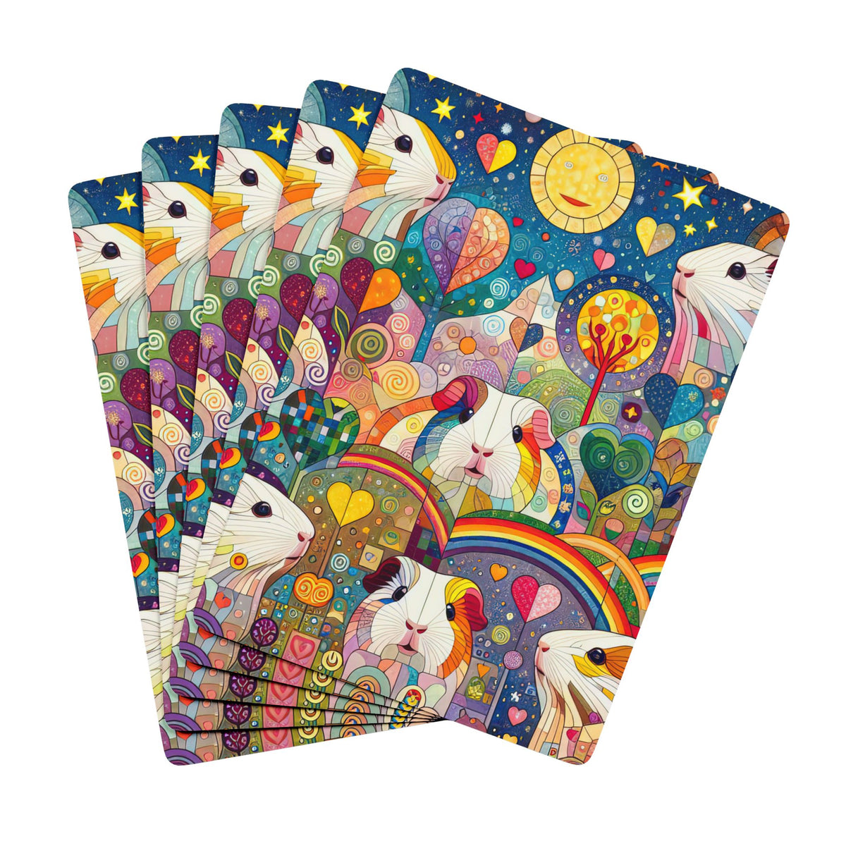 Guinea Pig Rainbow Art Poker Playing Cards — Cute Animal Playing Cards