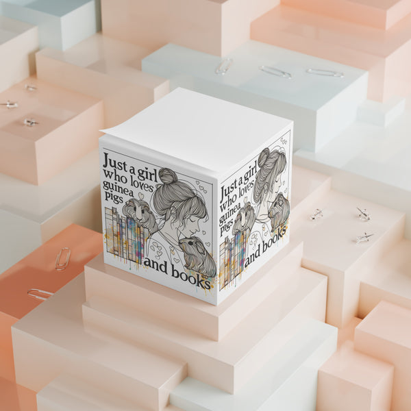 Just a Girl Who Loves Guinea Pigs and Books Note Cube - Style BG2P