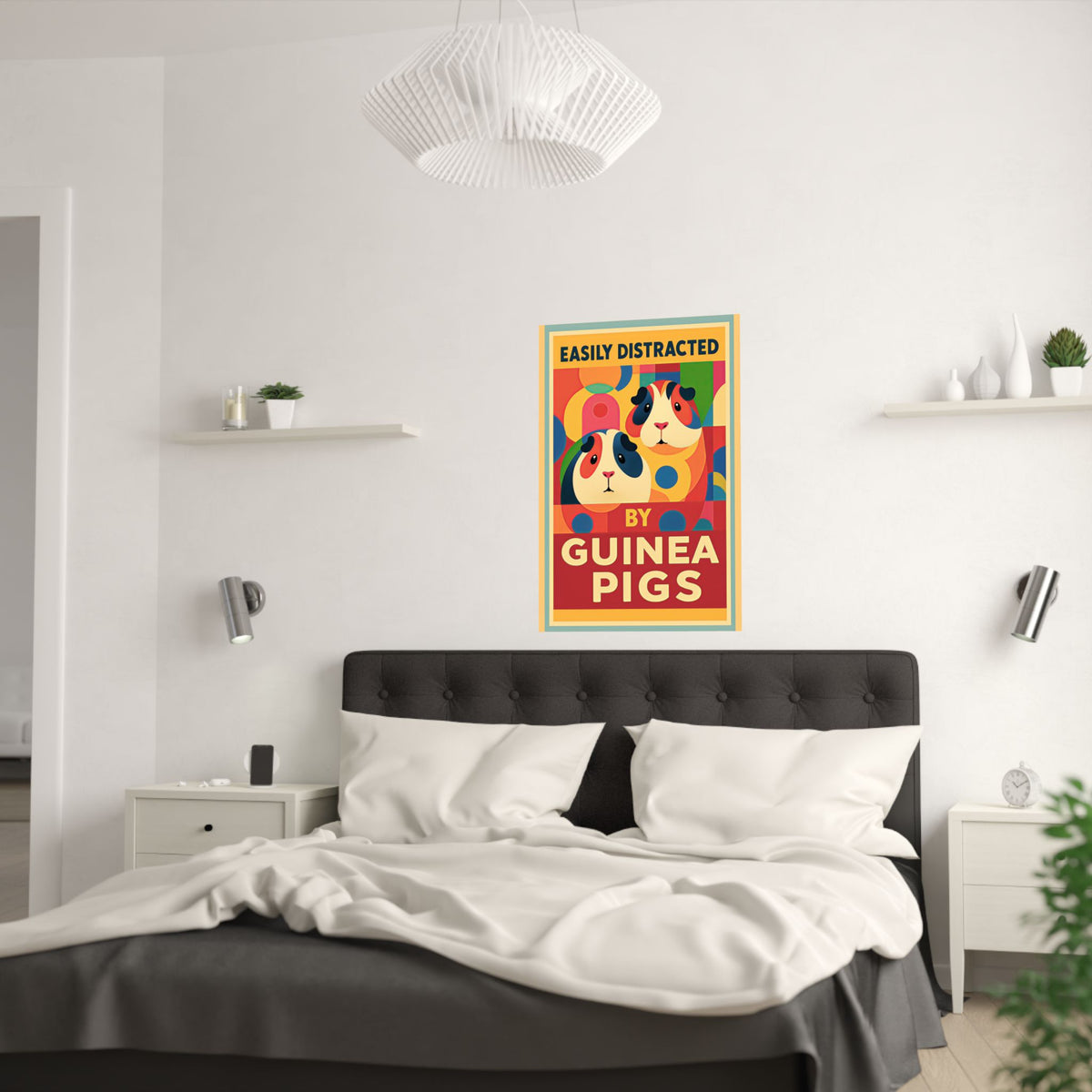 Easily Distracted by Guinea Pigs Satin Poster