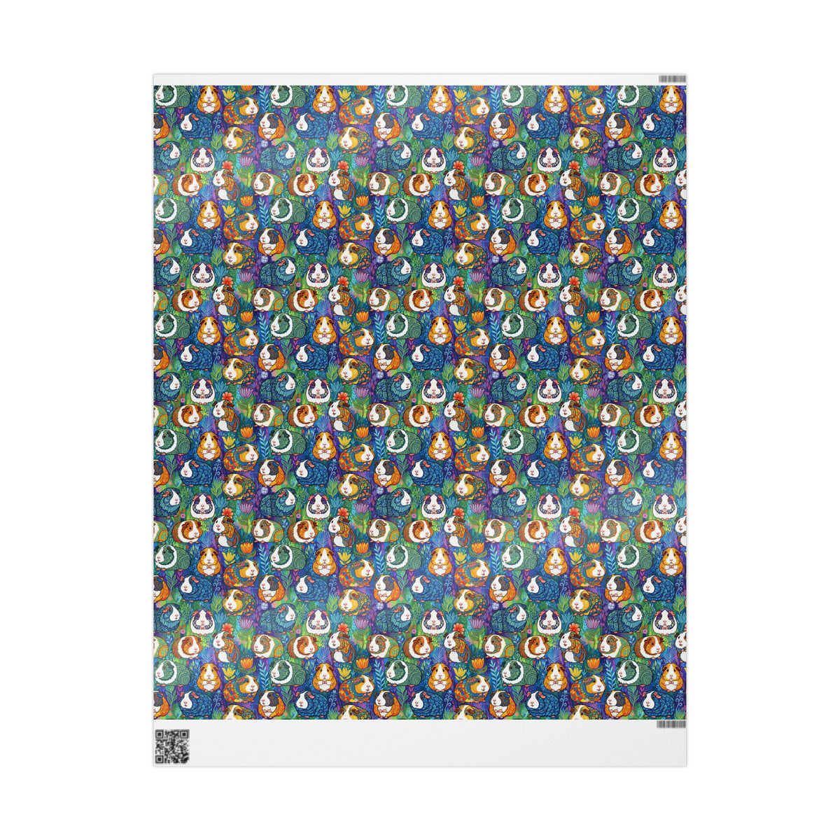 Blue Paisley Piggy - Guinea Pig Wrapping Paper