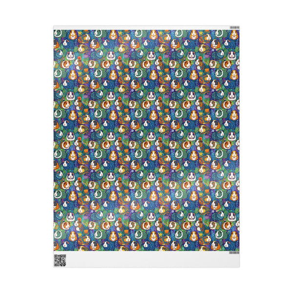 Blue Paisley Piggy - Guinea Pig Wrapping Paper