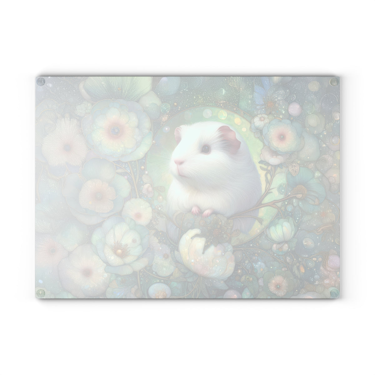 Whimsical Guinea Pig Glass Cutting Board, Kitchen Decor, Animal Lover Gift, Floral Kitchen Art, Unique Home Gift, Cooking Accessory