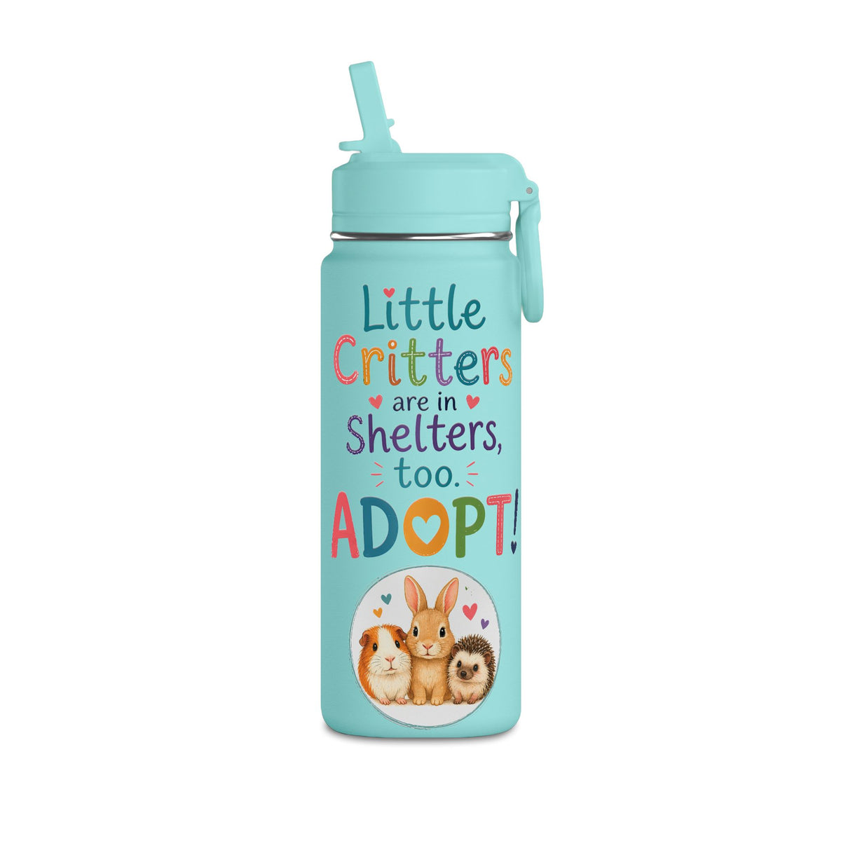Little Critters In Shelters Too - 20oz Kids Straw Bottle