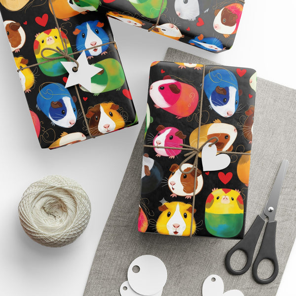 Twirly Piggies on Black Gift Wrapping Paper