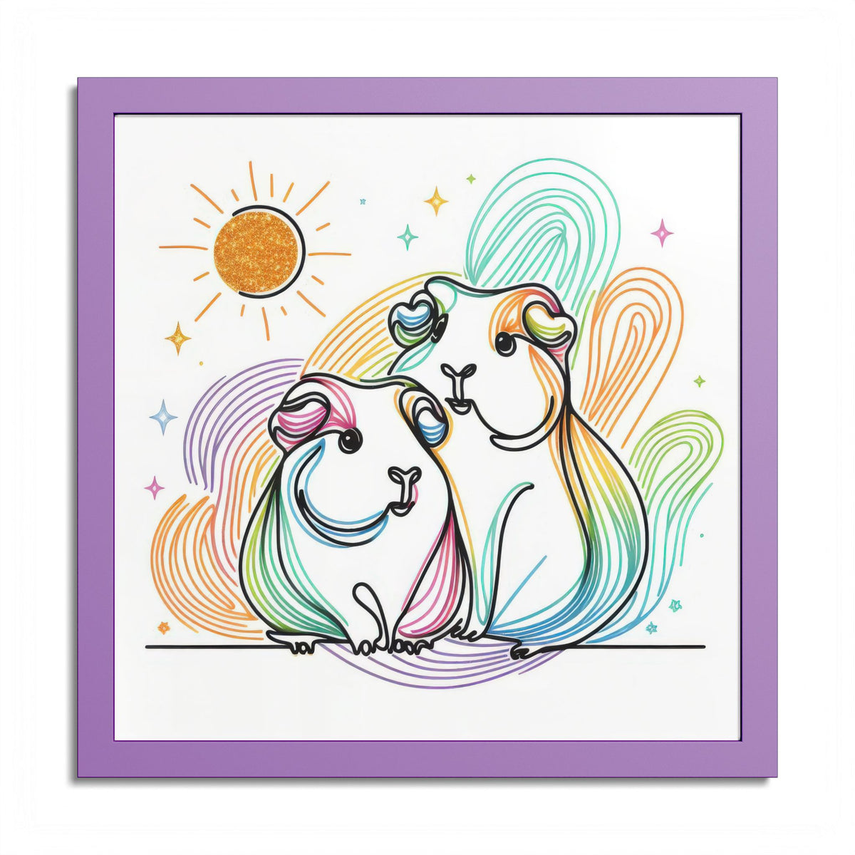 Sunny Piggy Vibes Framed Guinea Pig Wall Art