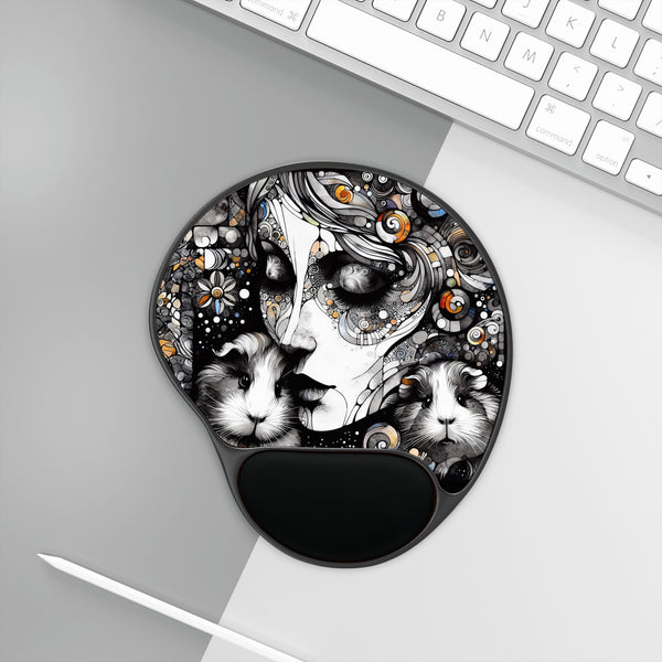 Black and White Fantasy Piggy Pad With Wrist Rest