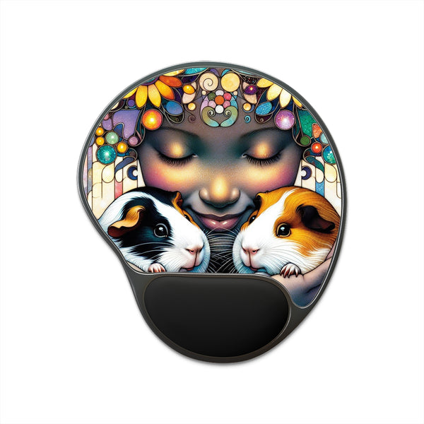 Pretty Lady in Flowers Mouse Pad With Wrist Rest