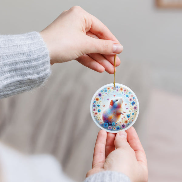 Wheekheart Bloom Guinea Pig Ceramic Ornament