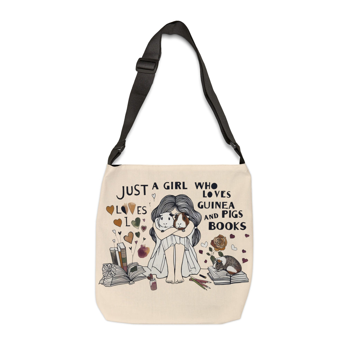 Just a Girl who Loves Guinea Pigs and Books Tote Bag - Style HD2P
