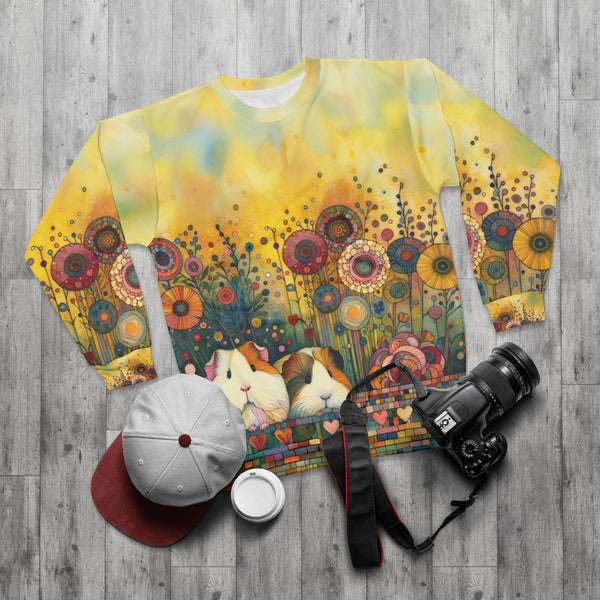 Colorful Guinea Pig Sweatshirt | Cozy AOP Pet Lover Apparel, Gift for Animal Lovers, Cute Casual Wear, Unique Animal Art