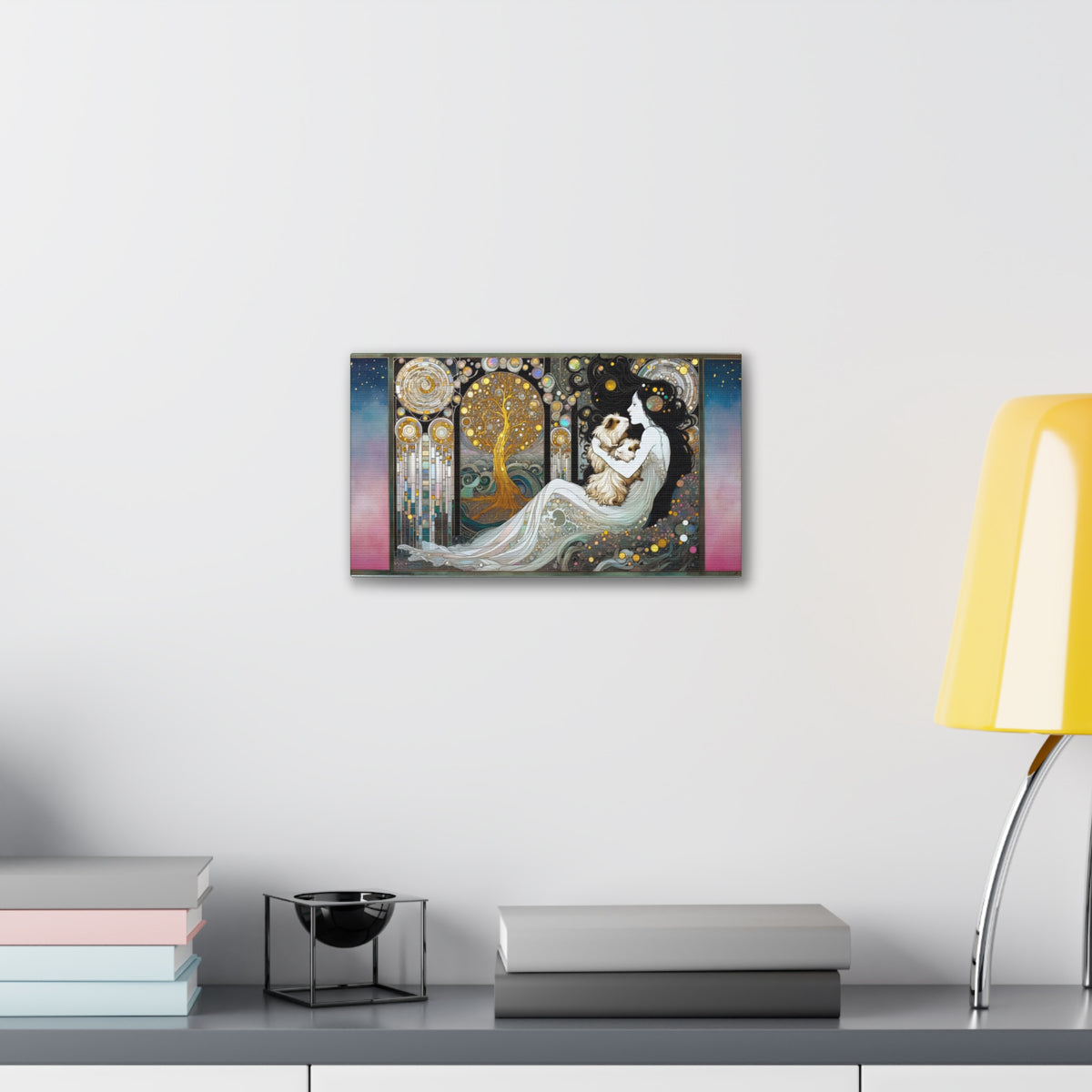 Lady with 2 piggies Canvas Stretched, 0.75"