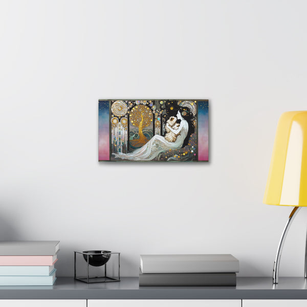 Lady with 2 piggies Canvas Stretched, 0.75"