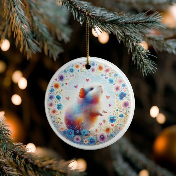 Wheekheart Bloom Guinea Pig Ceramic Ornament