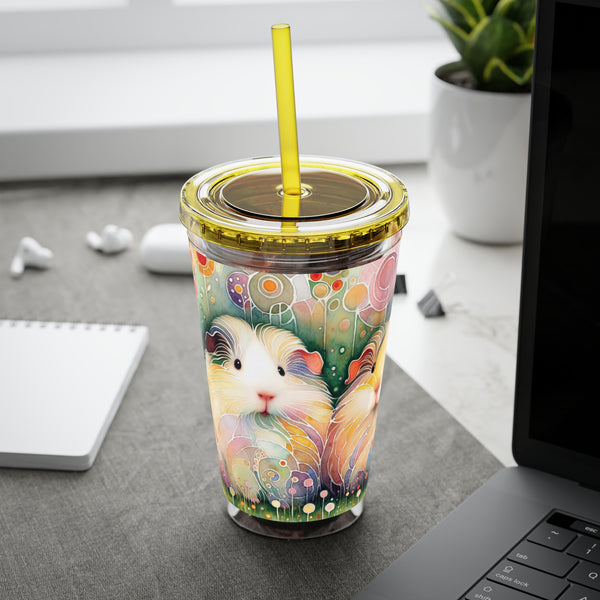 Summer Piggy Pops Guinea Pig Tumbler with Straw