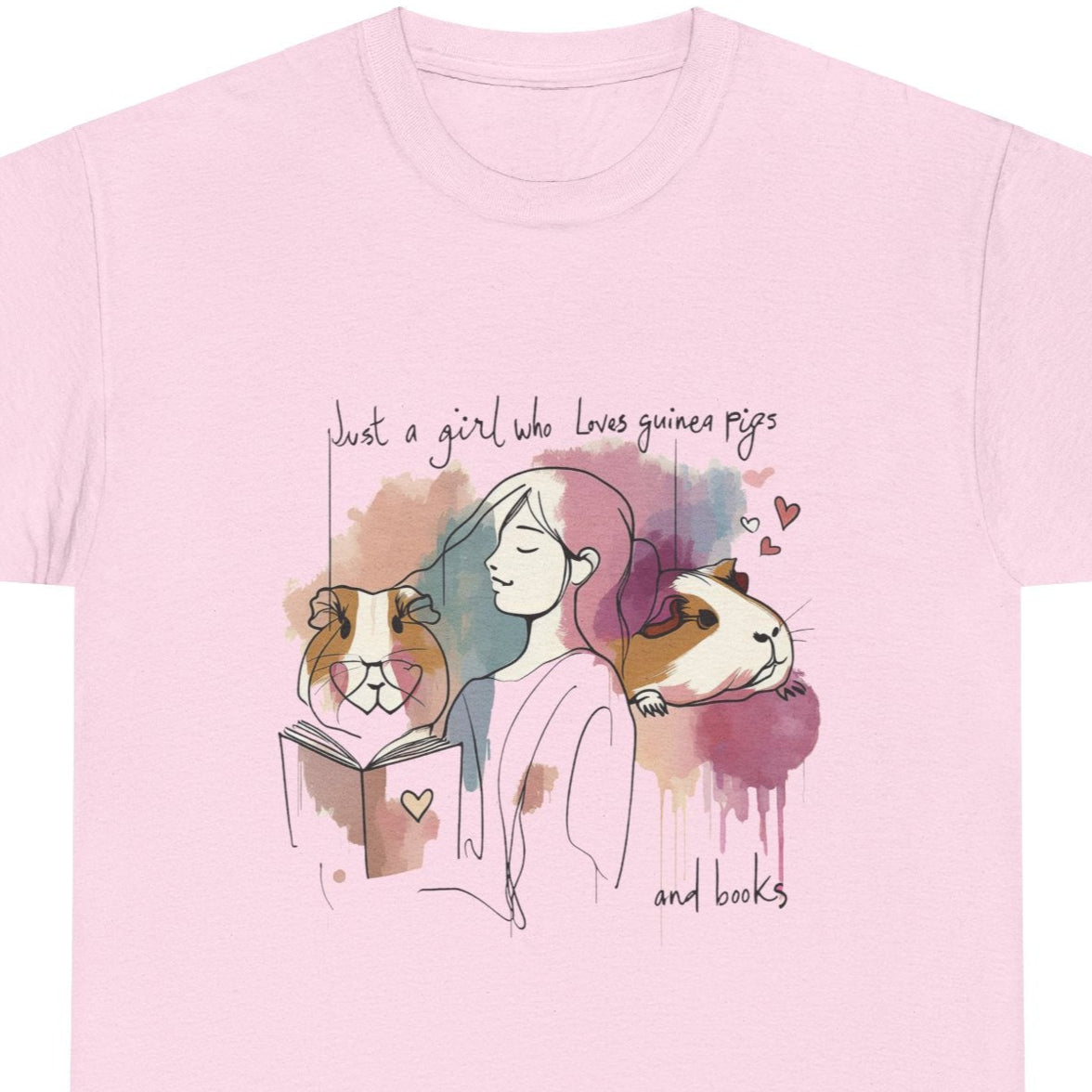 Just a Girl Who Loves Guinea Pigs and Books - Unisex Heavy Cotton Tee - Style SP2P