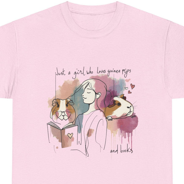 Just a Girl Who Loves Guinea Pigs and Books - Unisex Heavy Cotton Tee - Style SP2P