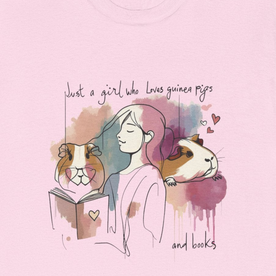 Just a Girl Who Loves Guinea Pigs and Books - Unisex Heavy Cotton Tee - Style SP2P