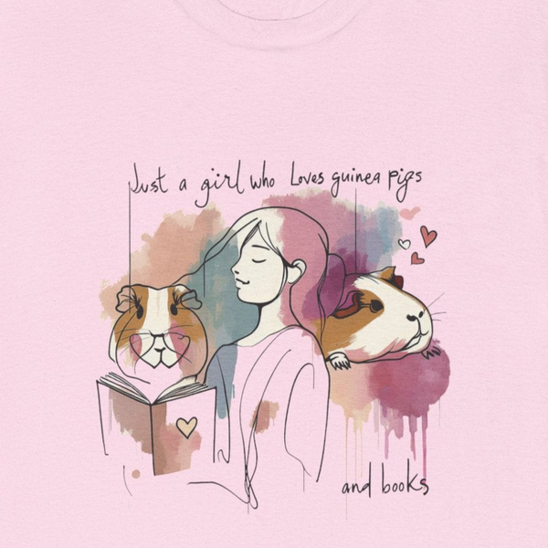 Just a Girl Who Loves Guinea Pigs and Books - Unisex Heavy Cotton Tee - Style SP2P