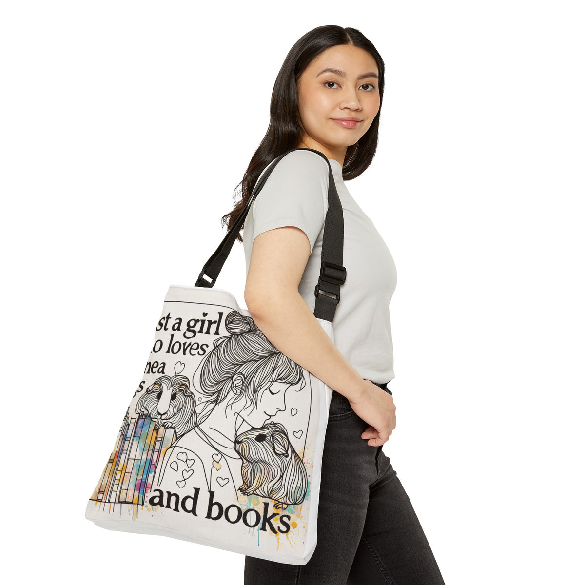 Just a Girl who Loves Guinea Pigs and Books Tote Bag - Style BG2P