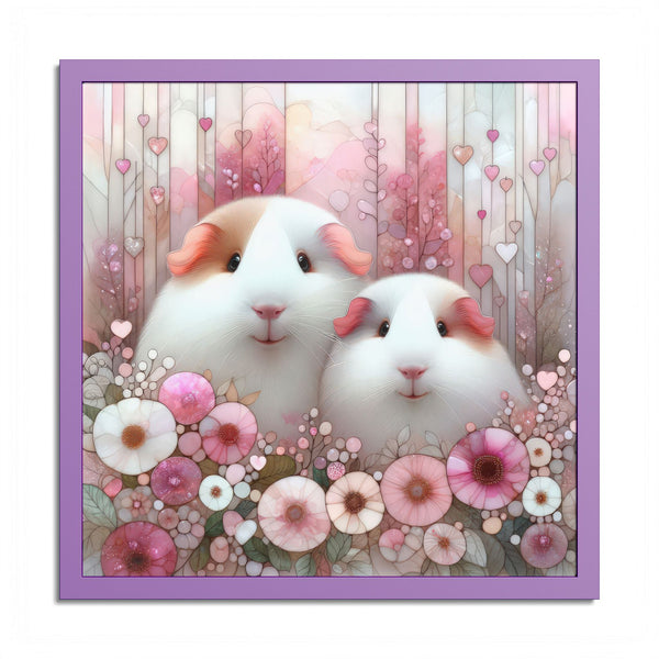Pink Petal Piggies Framed Guinea Pig Wall Art