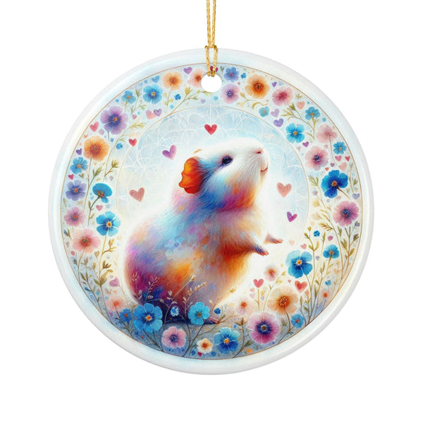 Wheekheart Bloom Guinea Pig Ceramic Ornament