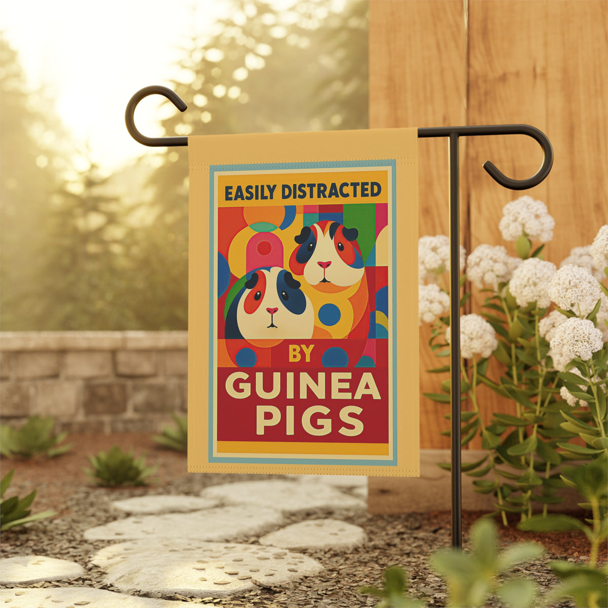 Garden Flag - "Easily Distracted by Guinea Pigs" Decorative Yard Banner