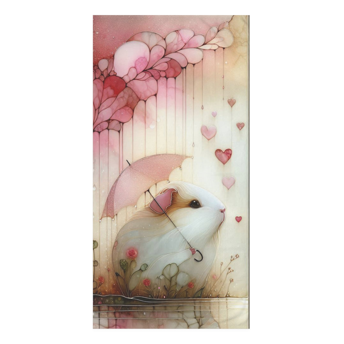 Whimsical Mink (Pink)-Cotton Towel with Adorable Guinea Pig Design – Perfect for Cozy Moments and Gift Giving