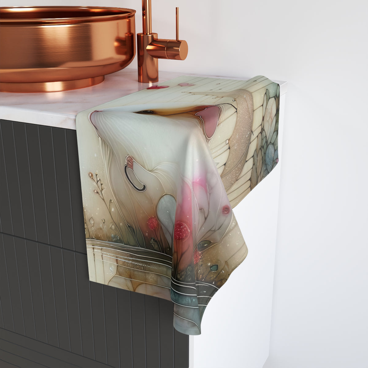 Cute Guinea Pig Hand Towel with Umbrella Design - Perfect for Animal Lovers and Home Decor