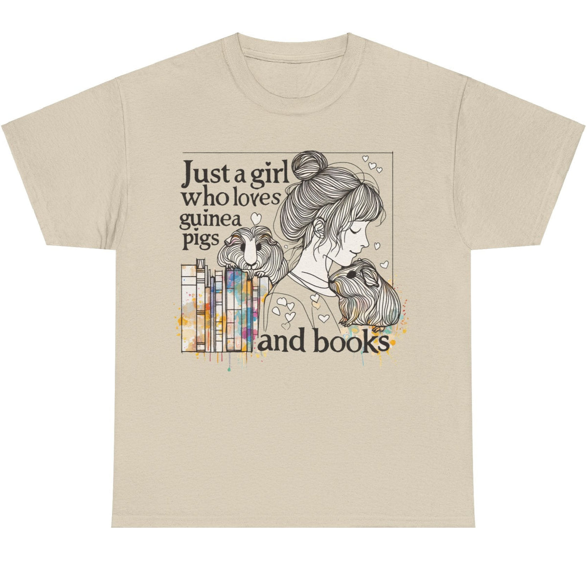 Just a Girl Who Loves Guinea Pigs and Books - Unisex Heavy Cotton Tee - Style BG2P