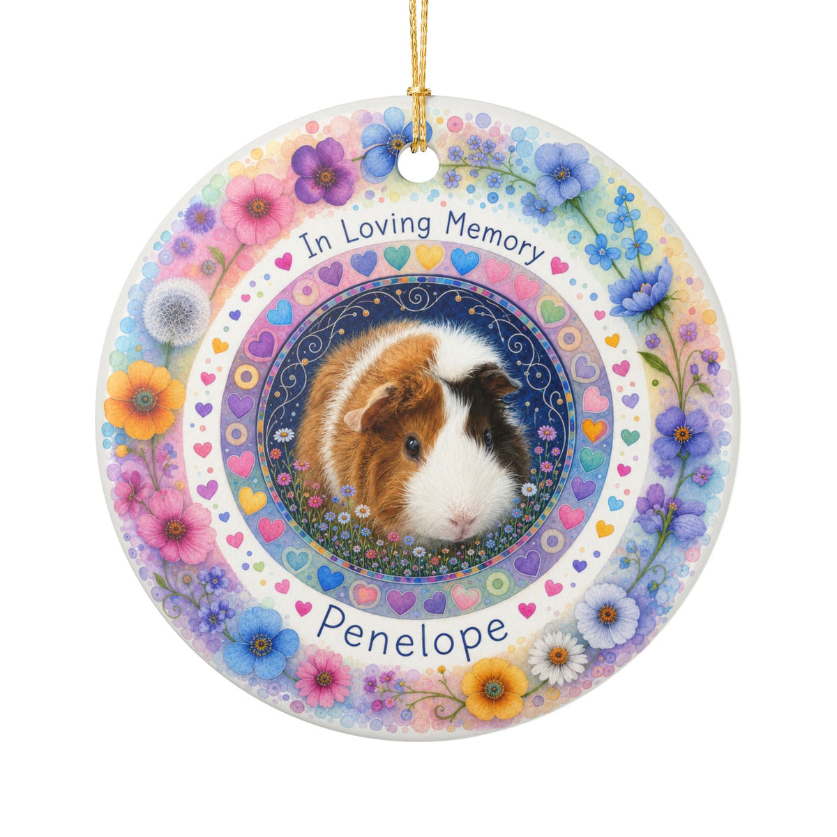 In Loving Memory Guinea Pig Ornament — Personalized Ceramic Pet Memorial Decoration