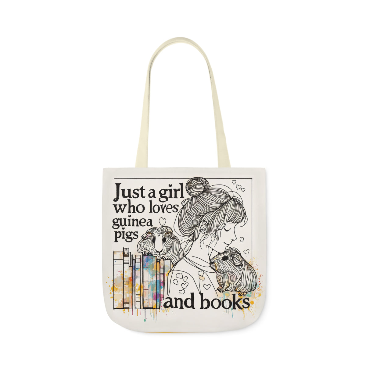 Just a Girl Who Loves Guinea Pigs and Books Canvas Tote - Style BG2P